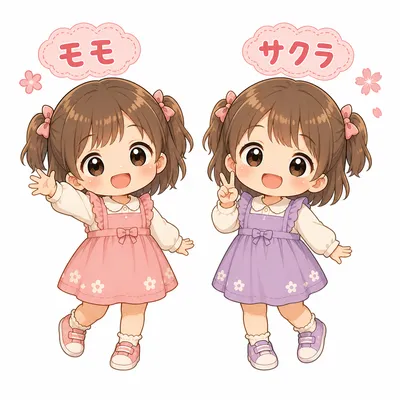 サクラとモモのイラスト